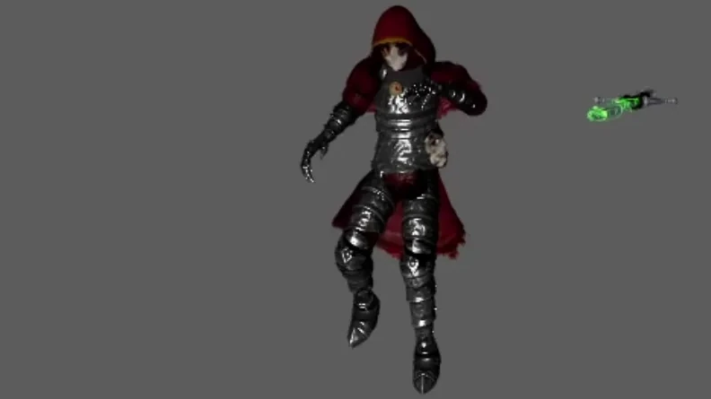 Textured character controlling a floating sword
