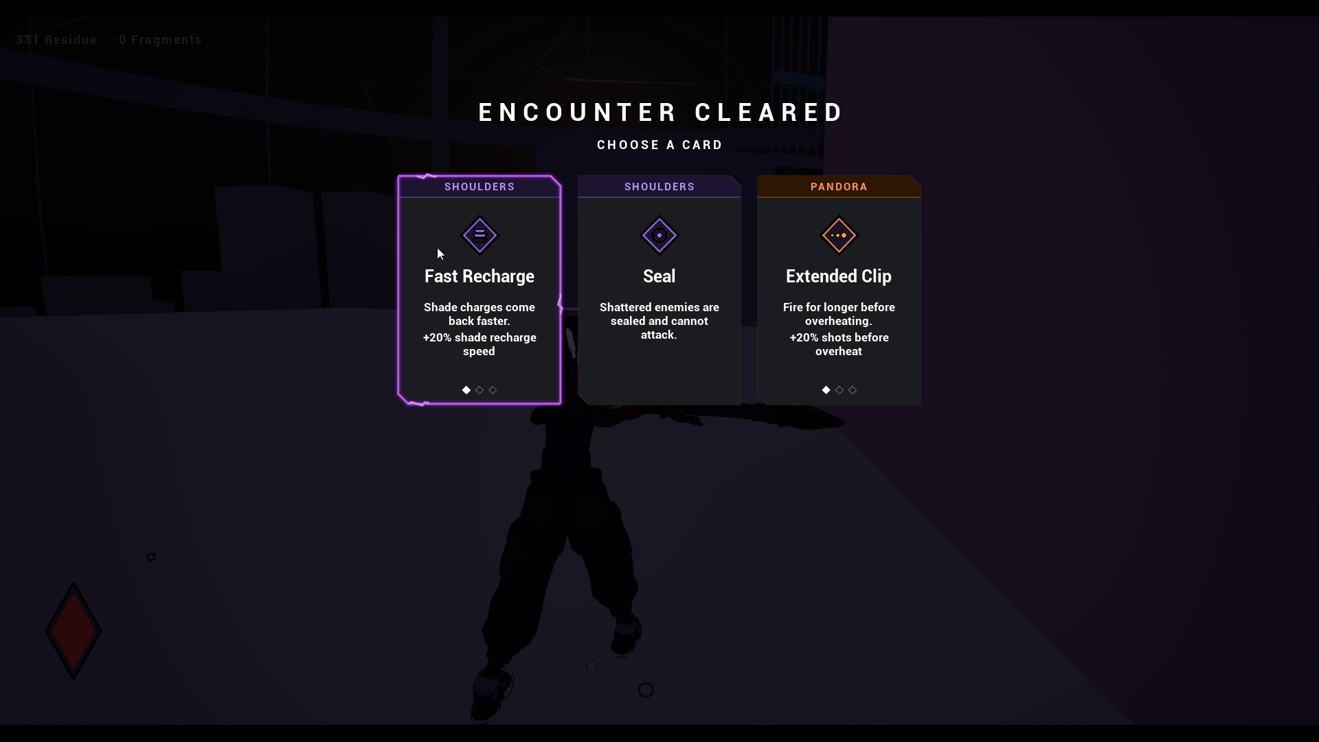 Three card rewards offered after a Re:Fracture encounter