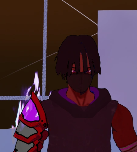 Shaiden at 100 percent health, dark hair